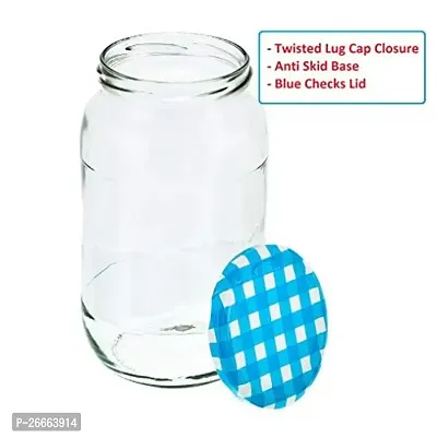 Machak Big Glass Jars Storage Containers for Kitchen 1kg, Blue Check Lids (6 Pieces)-thumb3