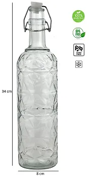 Machak Flower Crysta Transparent Glass Water Bottle for Kitchen, Home Decoration, 1 LTR-thumb3