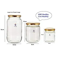 Machak 12 Pcs Round Glass Jar Kitchen Container Set with Rust Proof Golden Cap, Clear (12)-thumb2