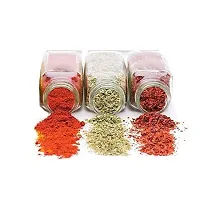 Machak Square Glass Jar Spice Container Salt  Pepper Shaker Set , 120ml (Set of 4)-thumb2