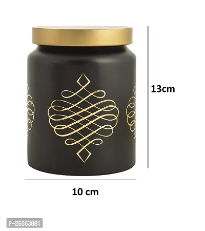 MACHAK Glaze Printed Round Glass Jar Set for Kitchen Storage with Golden Lid (1)-thumb2