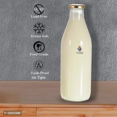 Slings Aqua Fridge Water Bottle Glass Bottle Milk bottle, 1 Litre, (Clear) (6)-thumb2