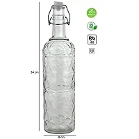 Machak Flower Crysta Transparent Glass Water Bottle for Kitchen, Home Decoration, 1 LTR Clear-thumb1