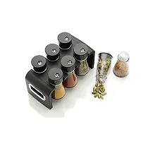 Slings 6 Pc Multipurpose Kitchen Spice Rack, Dining Table Spice Jar, Black-thumb3