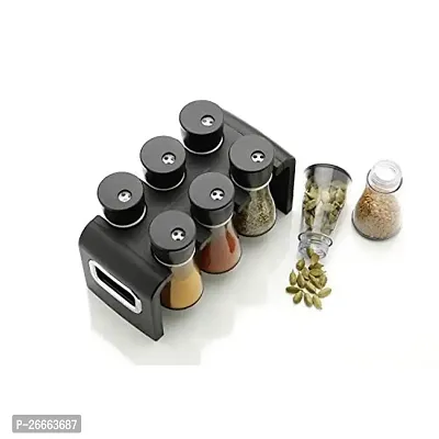 Slings 6 Pc Multipurpose Kitchen Spice Rack, Dining Table Spice Jar, Black-thumb4