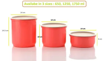 MACHAK Round Plastic Containers Set For Kitchen With Lid Airtight, Set of 3 (1250ml) (Pink)-thumb1