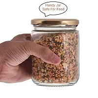 Machak Kitchen Storage Glass Jar with Rust Proof Air Tight Golden Cap, 500 GMS, Clear (Set of 12)-thumb4