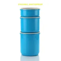 Machak Round Plastic Containers Set for Kitchen with Lid Airtight, Set of 6 (1250ml) (Blue)-thumb2