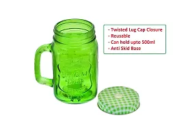 MACHAK Mason Glass Jar Mug with Handle 500ml - Multicolor-thumb3