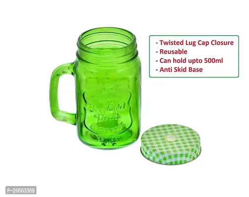 MACHAK Mason Glass Jar Mug with Handle 500ml - Multicolor-thumb4