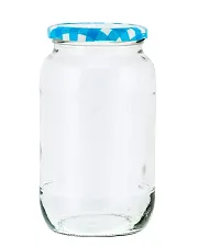 MACHAK Big Glass Jars For Kitchen Storage 1kg, Blue Check Lids (Set of 4)-thumb4