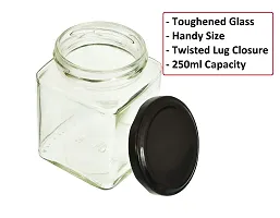 MACHAK Square Glass Jar 250 ml With Airtight Lid For Kitchen Storage, Black (6 Pieces)-thumb2