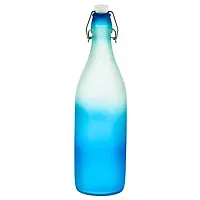 Machak Frosted Colorful Glass Water Bottles 1 litre, Mix Colors (3 Pieces)-thumb1