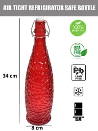 MACHAK Crick Glass Water Bottle For Fridge 1 ltr (Red, 1)-thumb1