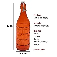 Machak Dropee Glass Bottle For Water 1 litre , (Orange, 1 Piece)-thumb1