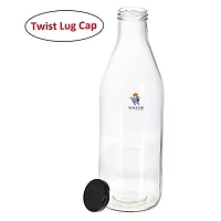 MACHAK Glass Bottle Set For Water Milk with Air Tight Cap, 1 Litre, Black-thumb2