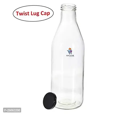 MACHAK Glass Bottle Set For Water Milk with Air Tight Cap, 1 Litre, Black-thumb3