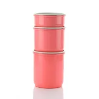 Machak Round Plastic Containers Set for Kitchen with Lid Airtight, Set of 6, (1750ml) (Pink)-thumb3