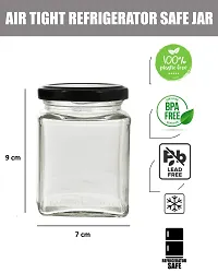 MACHAK Square Glass Jar 250 ml With Airtight Lid For Kitchen Storage, Black (6 Pieces)-thumb1