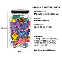 MACHAK Big Round Glass Jar Set with Rust Proof Cap, Clear, (1 LTR)-thumb2