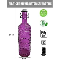 Machak Flower Crysta Glass Water Bottle For Kitchen 1 ltr , Assorted Color (Multi, Set of 4)-thumb1