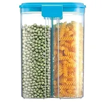 Slings 2 Section Storage Dispenser Airtight Container Jar for Cereals, Snacks, Pulses - 2500ml, Clear (6)-thumb3