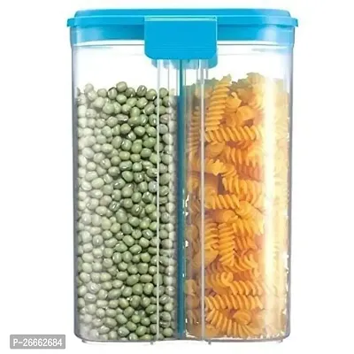 Slings 2 Section Storage Dispenser Airtight Container Jar for Cereals, Snacks, Pulses - 2500ml, Clear (6)-thumb4