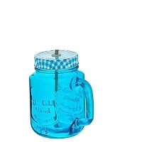 Machak Mason Glass Jar Mug With Handle 500ml - Multicolor (6 Pieces)-thumb1