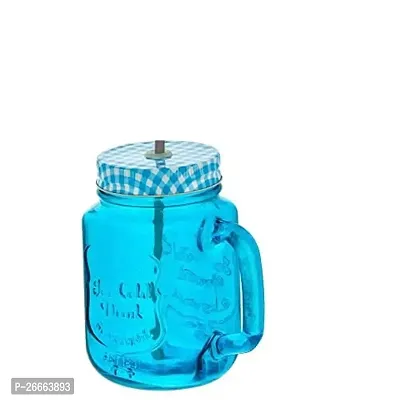 Machak Mason Glass Jar Mug With Handle 500ml - Multicolor (6 Pieces)-thumb2