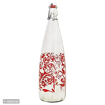 Machak Printed Glass Water Bottle With Cork For Home Decoration