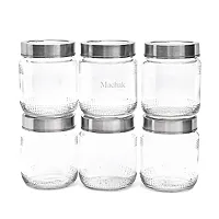 Machak Round Grip Glass Storage Containers  Jar for Kitchen with Steel Lid, 500ml (Set of 6)-thumb3