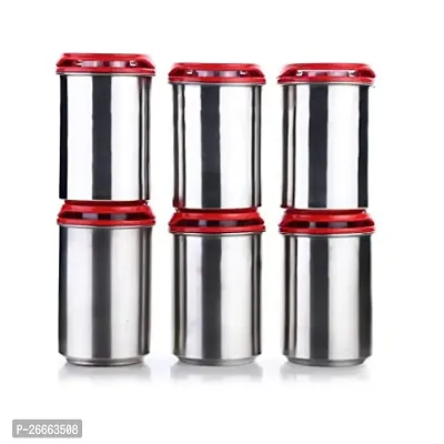 Machak Steel Kitchen Storage Containers Set with Lid, 1200ml(Set of 6) (Red)-thumb0