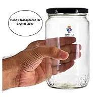 MACHAK Big Round Glass Jar Set with Rust Proof Cap, Clear, (1 LTR)-thumb1