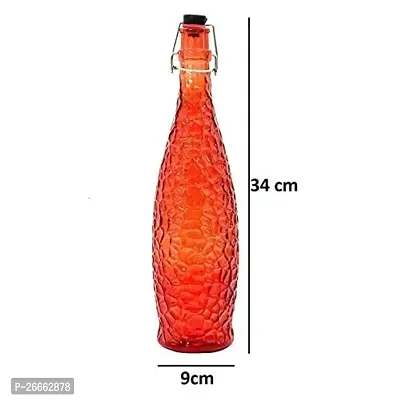 Machak Crick Glass Water Bottle For Fridge 1 ltr , Multicolour Colors (Set of 2)-thumb2