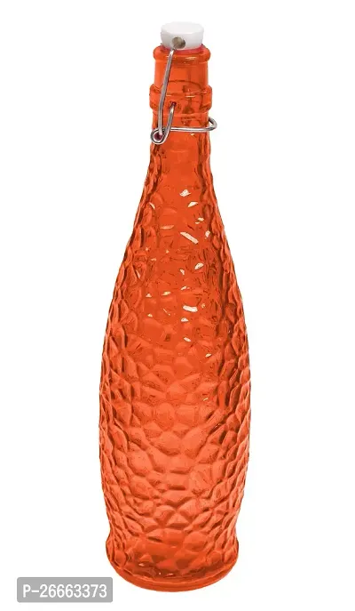 MACHAK Crick Glass Water Bottle For Fridge 1 ltr (Orange, 1)-thumb2