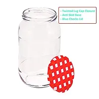 MACHAK Big Storage Container Glass Jar Set For Kitchen 1kg, Red Check Lids-thumb2