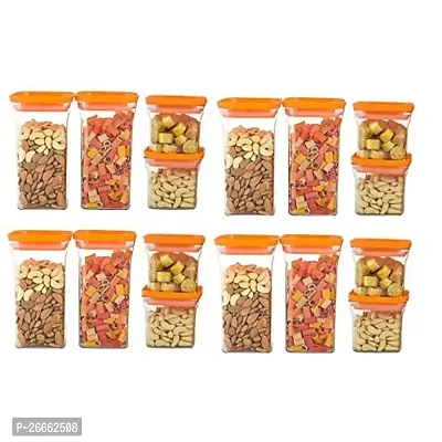 Machak Square Air Tight Food Storage Jar Kitchen Container Set - 16 Pcs | 1100ml x 8, 600ml x 8