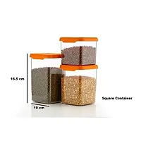 Machak 1100 ml Square Storage Kitchen Container Jar Set, (10x10x16.5 cm) (Orange, 6)-thumb2
