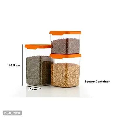Machak 1100 ml Square Storage Kitchen Container Jar Set, (10x10x16.5 cm) (Orange, 6)-thumb3