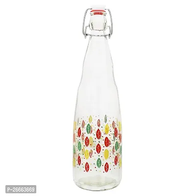 Machak Printed Glass Water Bottle With Cork For Home Decoration