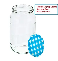 MACHAK Big Glass Jars For Kitchen Storage 1kg, Blue Check Lids (Set of 4)-thumb2