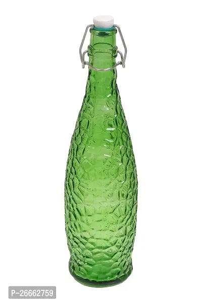 MACHAK Crick Glass Water Bottle For Fridge 1 ltr (Green, 1)