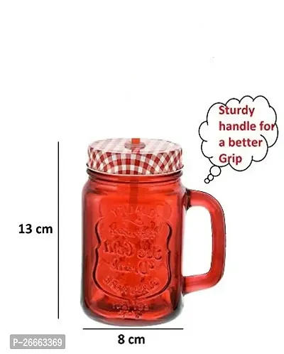 MACHAK Mason Glass Jar Mug with Handle 500ml - Multicolor-thumb3