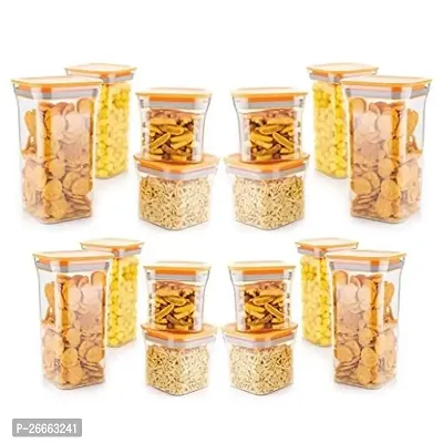 MACHAK Plastic Unbreakable Air Tight Food Storage Jar Kitchen Container Set (Orange, 20 Pieces)