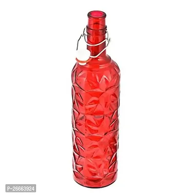 Machak Flower Crysta Glass Water Bottle For Kitchen, Home Decoration, 1 ltr (Pack of 3, Red)-thumb2