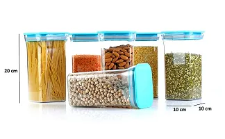 MACHAK Plastic Unbreakable Air Tight Food Storage Jar Kitchen Container Set (Blue, 4 Pc)-thumb3