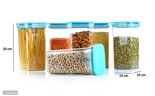 MACHAK Plastic Unbreakable Air Tight Food Storage Jar Kitchen Container Set (Blue, 4 Pc)-thumb4