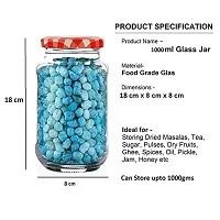 MACHAK Big Storage Container Glass Jar Set For Kitchen 1kg, Red Check Lids-thumb1