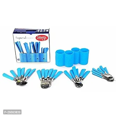 Slings Jony Imperial Premium Stainless Steel Cutlery Set With Stand 24 Pcs, Blue-thumb4