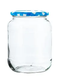 MACHAK Big Kitchen Storage Glass Jar and Container Airtight Blue Check Lid, 1400ml (Set of 2)-thumb3